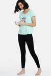 Zivame Looney Tunes - Doodletastic Knit Cotton Top - Green Ash — thumbnail 4